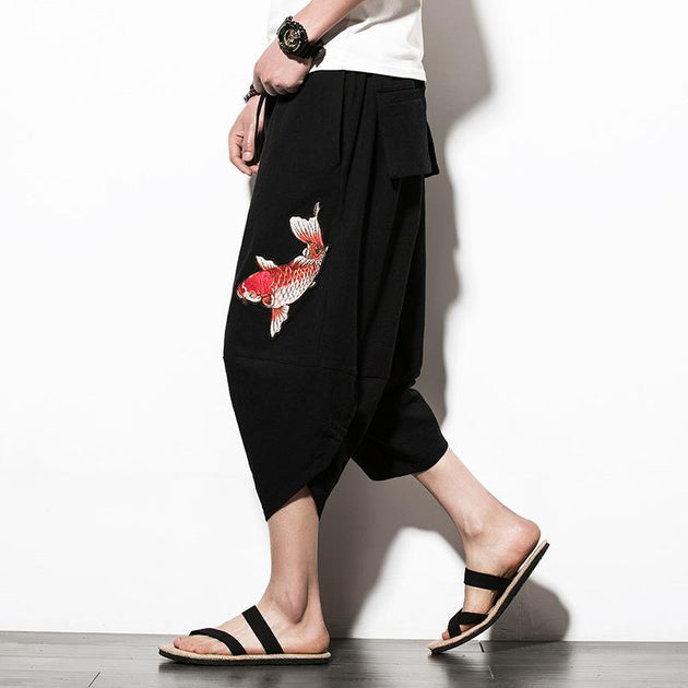 Capri Hammer Pants, Harem Pants, Baggy Pants, Hip Hop Pants, Black Japan  Symbol Printed Design 