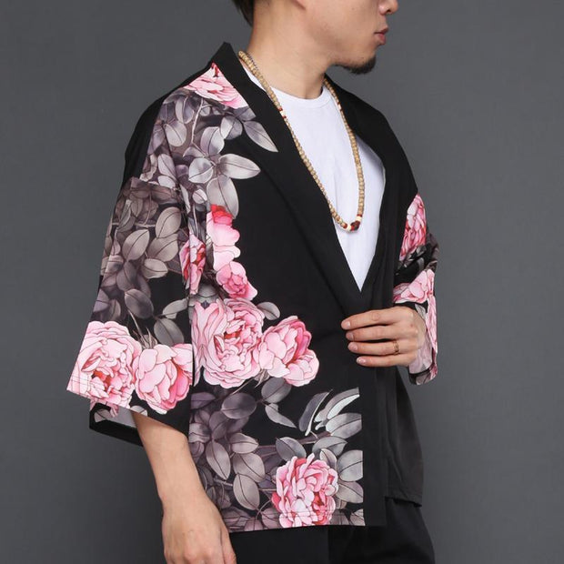 Floral Geisha Kimono Cardigan Shirt