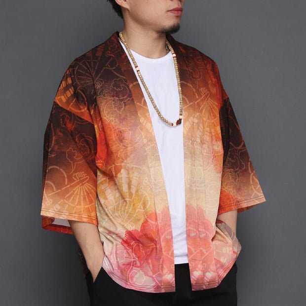 Red Geisha Kimono Cardigan Shirt