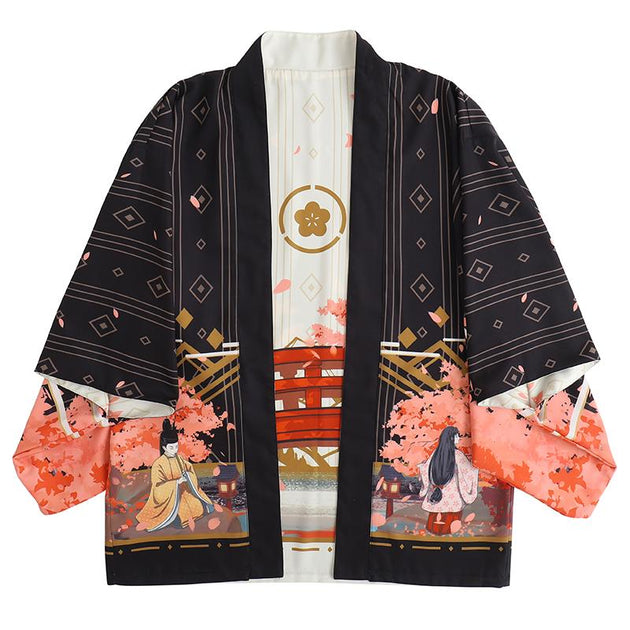 Reversible Kabuki Masks Haori Kimono Cardigan – Kimonoshi