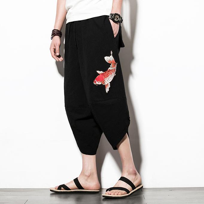 Black Koi Carp Capri Cropped Pant – Kimonoshi