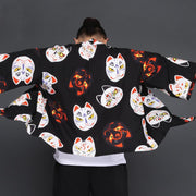 Black Cat Mask Kimono Cardigan Shirt