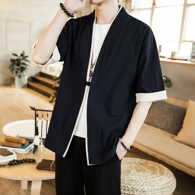 Black Short Sleeves Classic Kimono Cardigan – Kimonoshi
