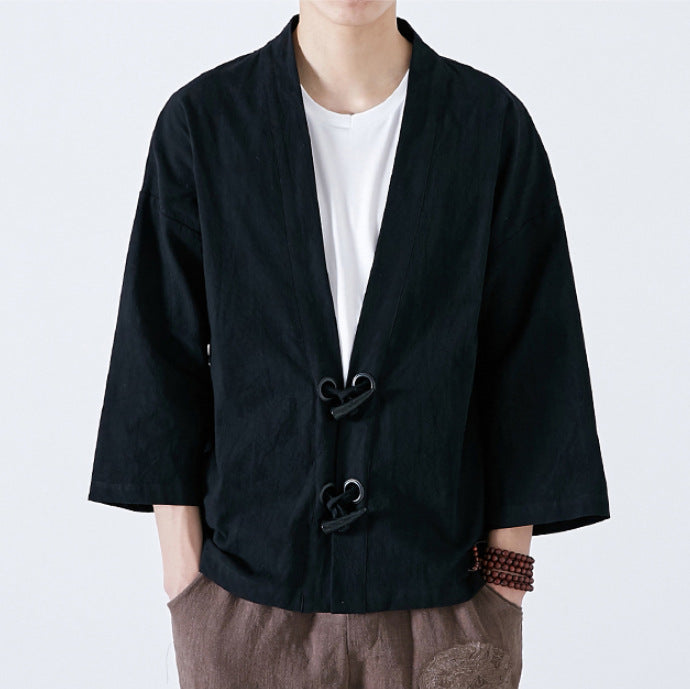 Black Toggle Kimono Cardigan
