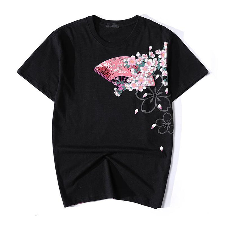 Blossom & Jumping Koi Embroidery T-Shirt