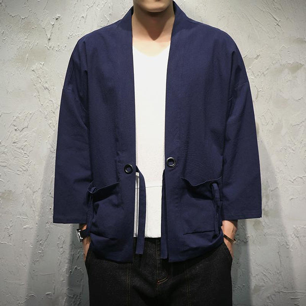 Blue Short Sleeves Classic Kimono Cardigan – Kimonoshi