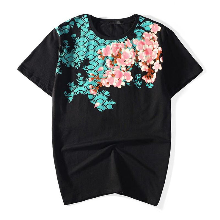 Brown Koi Embroidery T-Shirt