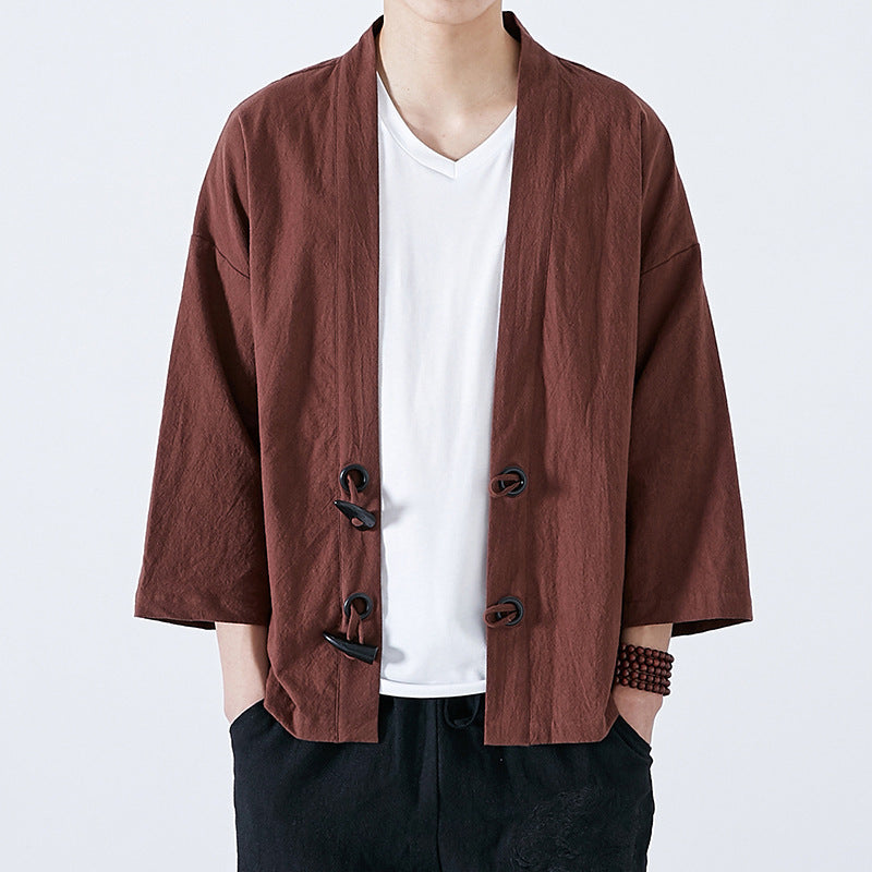 brown-toggle-kimono-cardigan-