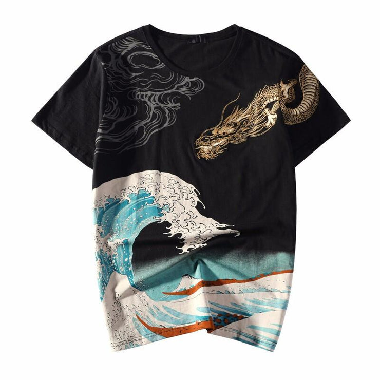 Dragon on Shoulder Embroidery T-Shirt