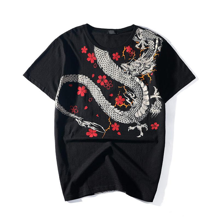 Dragon & Raijin Embroidery T-Shirt