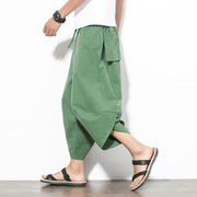 Solid Green Capri Cropped Pant