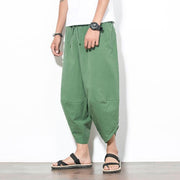 Solid Green Capri Cropped Pant