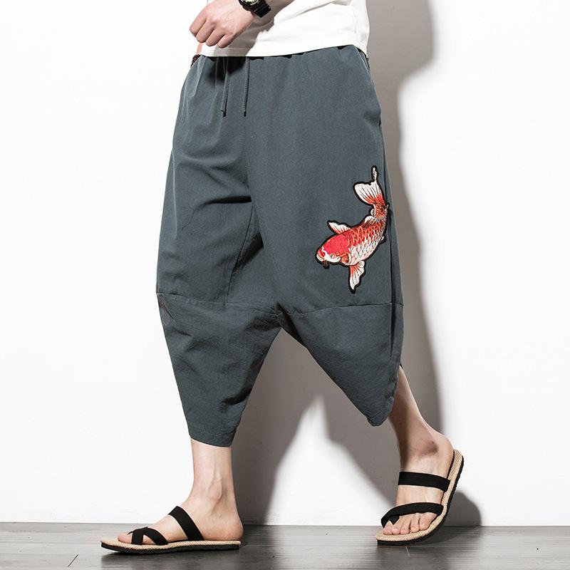 Grey Koi Carp Capri Cropped Pant – Kimonoshi