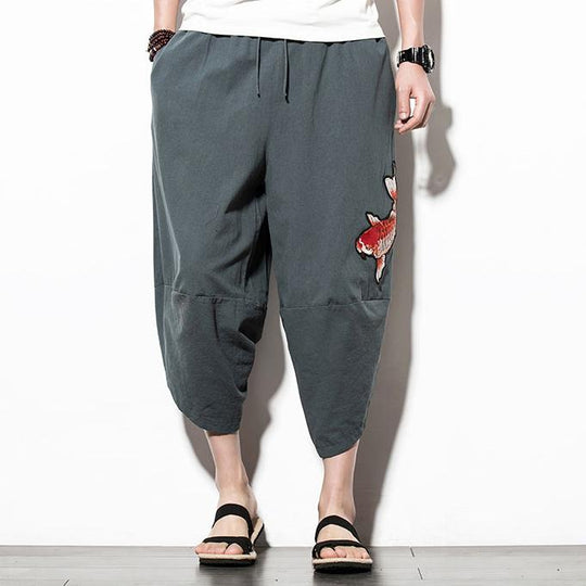 Grey Koi Carp Capri Cropped Pant – Kimonoshi