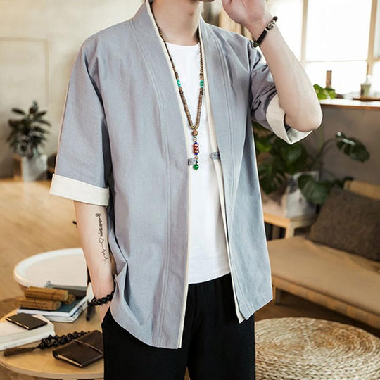 Grey Short Sleeves Classic Kimono Cardigan – Kimonoshi