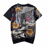 Koi & Dragon Embroidery T-Shirt