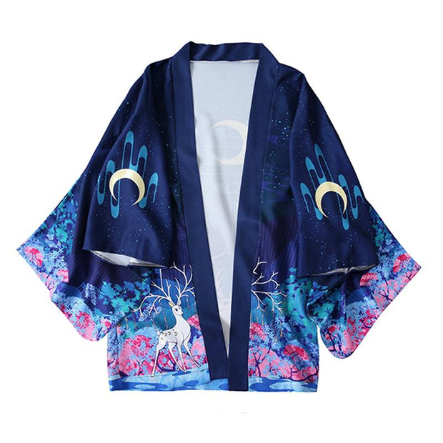 Moon & Reindeer Haori Kimono Cardigan