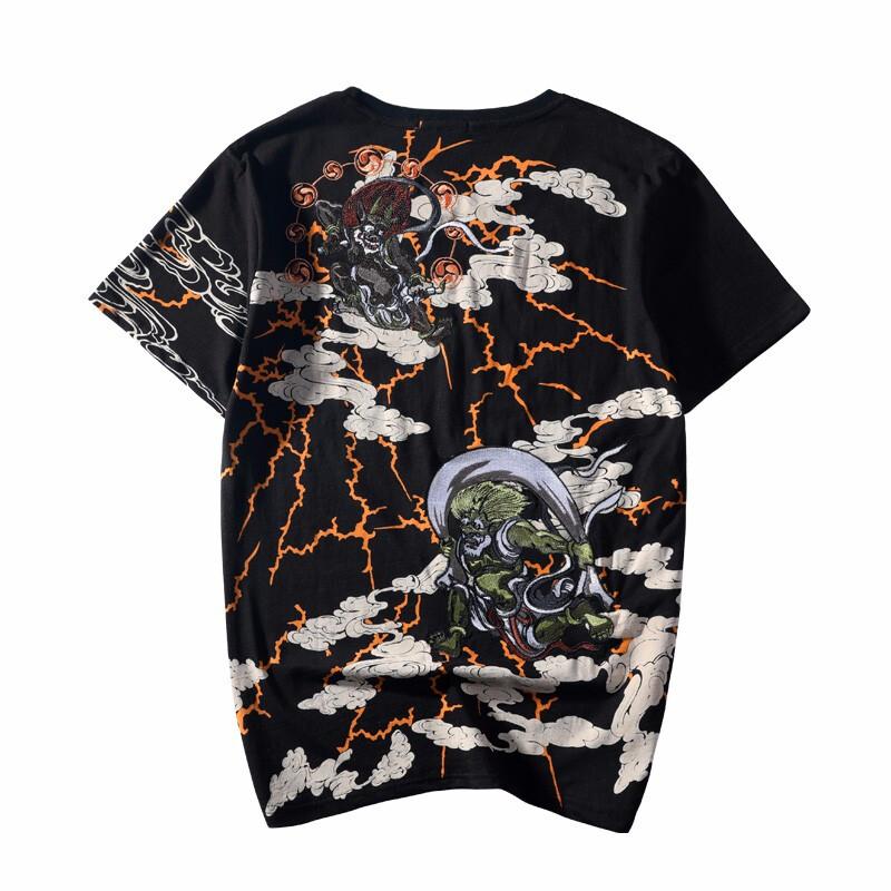 Raijin & Fujin II Embroidery T-Shirt – Kimonoshi
