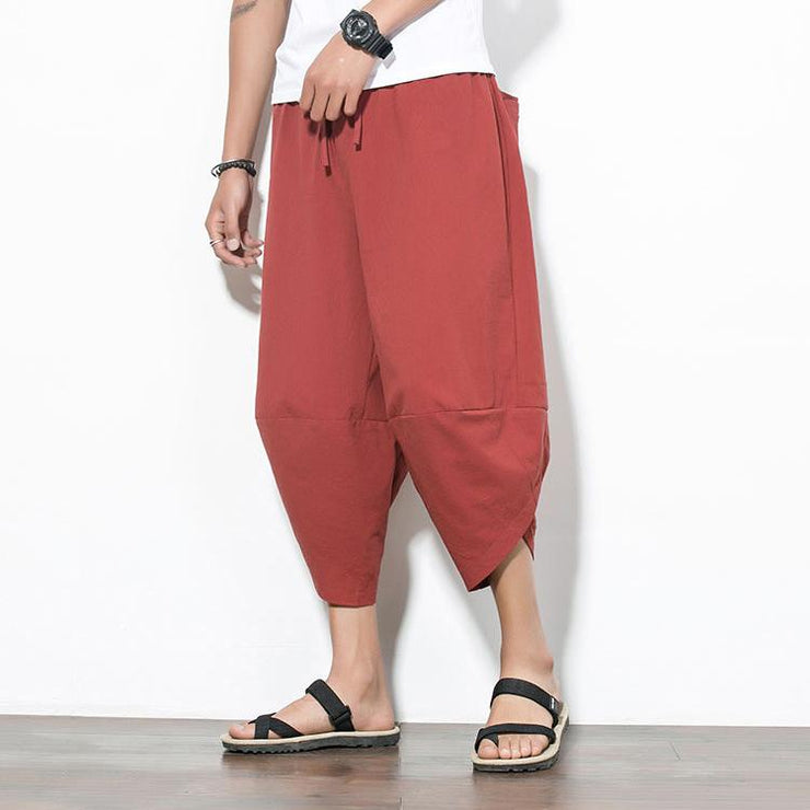 Solid Red Capri Cropped Pant