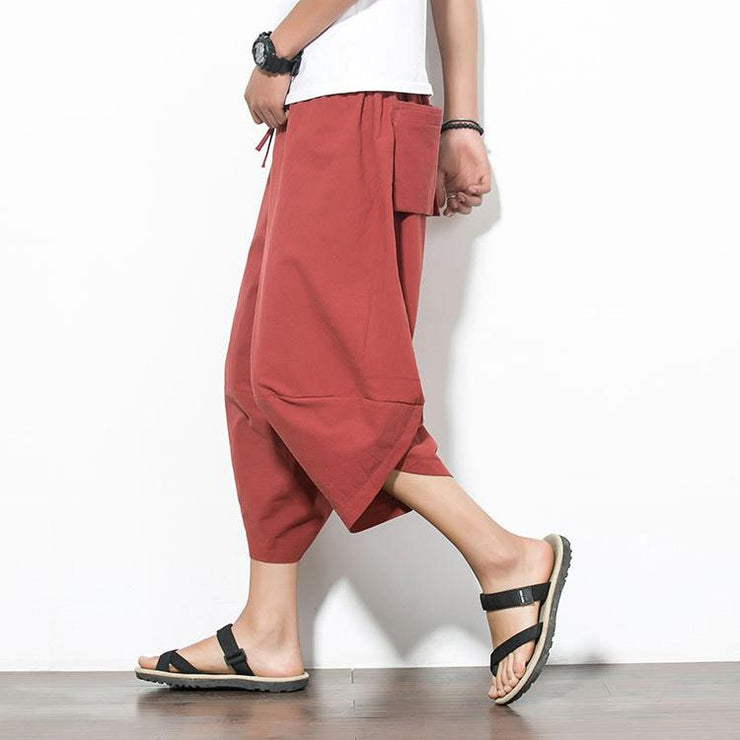 Solid Red Capri Cropped Pant
