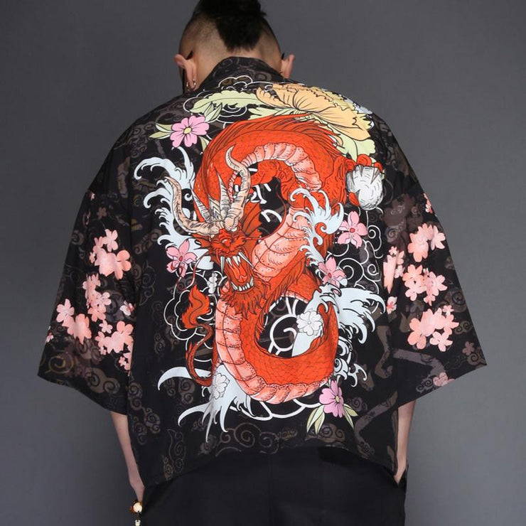 Red Dragon Kimono Cardigan Shirt