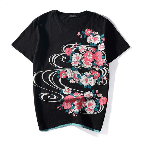 Red Koi Sakura Embroidery T-Shirt – Kimonoshi