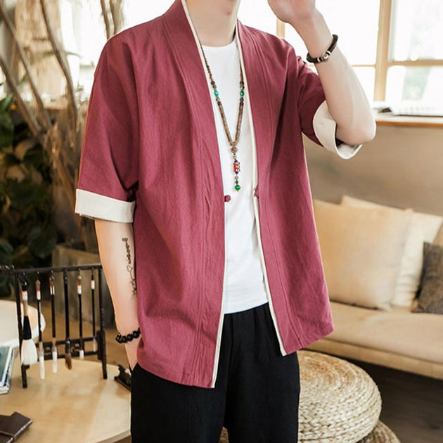 Red Short Sleeves Classic Kimono Cardigan – Kimonoshi