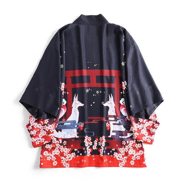 Reversible Fushimi Inari Shine Haori Kimono Cardigan