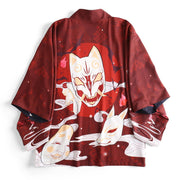 Reversible Kabuki Masks Haori Kimono Cardigan