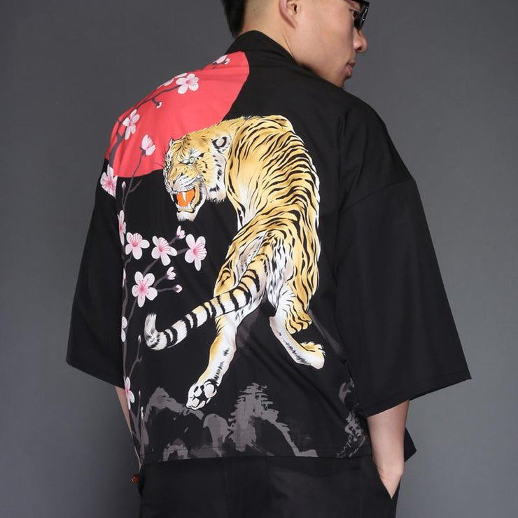 Snarling Tiger Kimono Cardigan Shirt